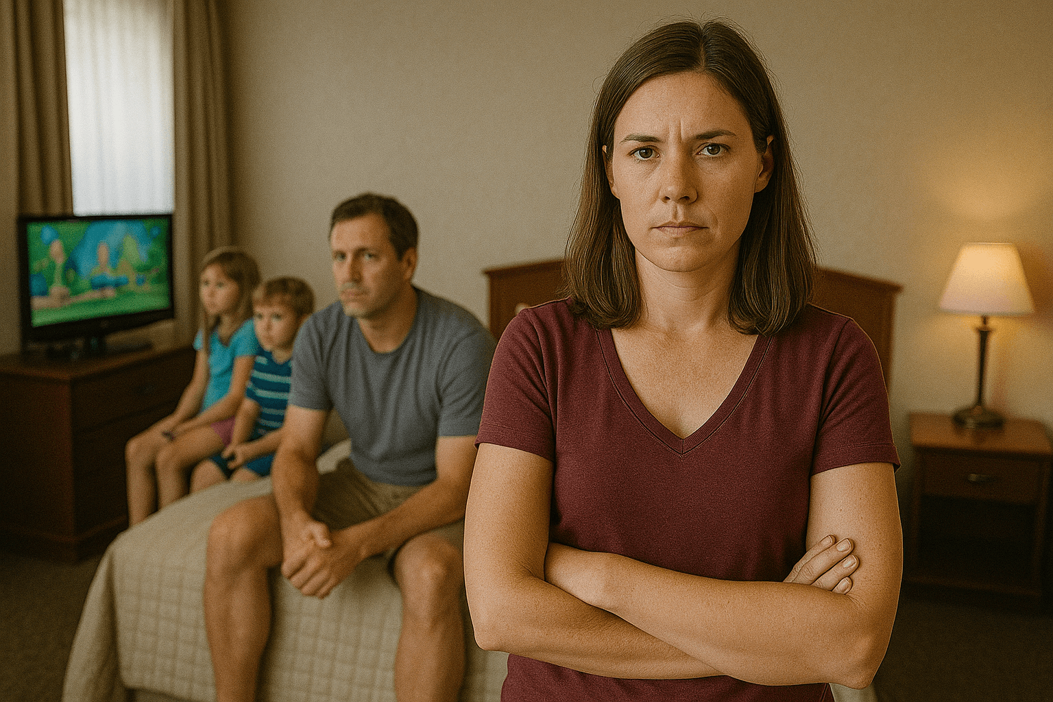 Mulher preocupada segurando malas